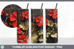 3D Elegant Geranium Flowers Tumbler | Sublimation 20 oz Skin Product Image 4