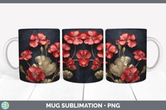 3D Elegant Geranium Flowers Mug Wrap | Sublimation Coffee Cu Product Image 5