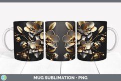 3D Elegant Orchid Flowers Mug Wrap | Sublimation Coffee Cup Product Image 2