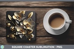 Gorgeous3D Black and Gold Square Coaster design.