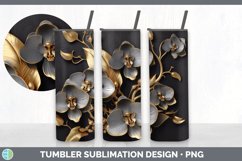 3D Elegant Orchid Flowers Tumbler | Sublimation 20 oz Skinny Product Image 3
