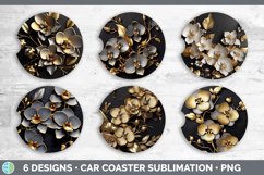 3D Elegant Orchid Flowers Car Coaster | Sublimation Coaster Product Image 2