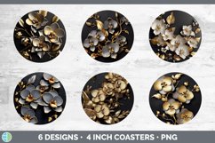 3D Elegant Orchid Flowers Round Coaster | Sublimation Coaste Product Image 2