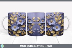 3D Elegant Periwinkle Flowers Mug Wrap | Sublimation Coffee Product Image 3