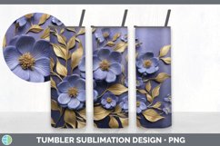 3D Elegant Periwinkle Flowers Tumbler | Sublimation 20 oz Sk Product Image 3