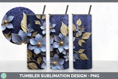 3D Elegant Periwinkle Flowers Tumbler | Sublimation 20 oz Sk Product Image 5