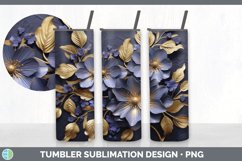 3D Elegant Periwinkle Flowers Tumbler | Sublimation 20 oz Sk Product Image 7