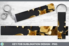 3D Black and Gold Snapdragon Key Fob Sublimation Wristlet De Product Image 1