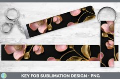 3D Black and Gold Sweet Pea Key Fob Sublimation Wristlet Des Product Image 1