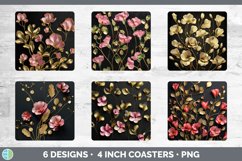 3D Elegant Sweet Pea Flowers Square Coaster | Sublimation Co Product Image 2