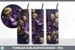 3D Elegant Violet Flowers Tumbler | Sublimation 20 oz Skinny Product Image 2