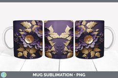 3D Elegant Violet Flowers Mug Wrap | Sublimation Coffee Cup Product Image 3