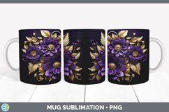 3D Elegant Violet Flowers Mug Wrap | Sublimation Coffee Cup Product Image 4