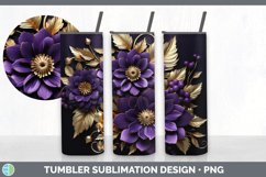 3D Elegant Violet Flowers Tumbler | Sublimation 20 oz Skinny Product Image 4