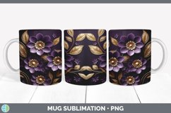 3D Elegant Violet Flowers Mug Wrap | Sublimation Coffee Cup Product Image 5