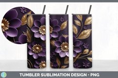 3D Elegant Violet Flowers Tumbler | Sublimation 20 oz Skinny Product Image 5