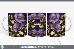 3D Elegant Violet Flowers Mug Wrap | Sublimation Coffee Cup Product Image 6