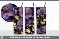 3D Elegant Violet Flowers Tumbler | Sublimation 20 oz Skinny Product Image 6