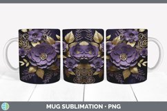 3D Elegant Violet Flowers Mug Wrap | Sublimation Coffee Cup Product Image 7