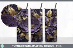 3D Elegant Violet Flowers Tumbler | Sublimation 20 oz Skinny Product Image 7
