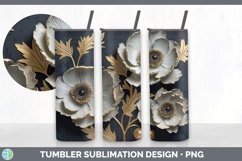 3D Gold Anemone Flowers Tumbler | Sublimation 20 oz Skinny T Product Image 2