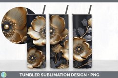 3D Gold Anemone Flowers Tumbler | Sublimation 20 oz Skinny T Product Image 3