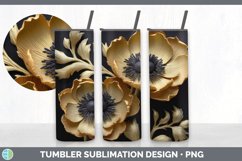 3D Gold Anemone Flowers Tumbler | Sublimation 20 oz Skinny T Product Image 4