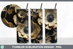 3D Gold Anemone Flowers Tumbler | Sublimation 20 oz Skinny T Product Image 5