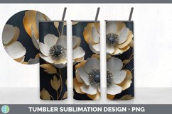 3D Gold Anemone Flowers Tumbler | Sublimation 20 oz Skinny T Product Image 6