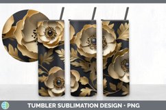 3D Gold Anemone Flowers Tumbler | Sublimation 20 oz Skinny T Product Image 7