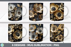 3D Black and Gold Flowers Mug Huge Sublimation Mega Bundle Product Image 2