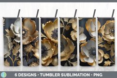 3D Black and Gold Tumbler Mega Sublimation Bundle Design PNG Product Image 2