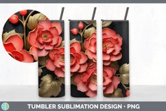 3D Gold Begonia Flowers Tumbler | Sublimation 20 oz Skinny T Product Image 2