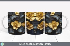 3D Gold Begonia Flowers Mug Wrap | Sublimation Coffee Cup De Product Image 3