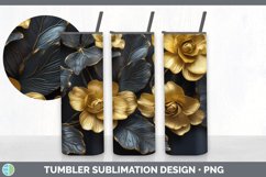 3D Gold Begonia Flowers Tumbler | Sublimation 20 oz Skinny T Product Image 3