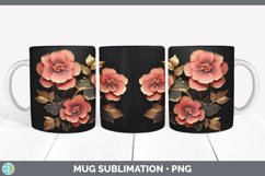 3D Gold Begonia Flowers Mug Wrap | Sublimation Coffee Cup De Product Image 4