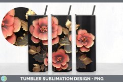 3D Gold Begonia Flowers Tumbler | Sublimation 20 oz Skinny T Product Image 4