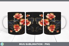 3D Gold Begonia Flowers Mug Wrap | Sublimation Coffee Cup De Product Image 5
