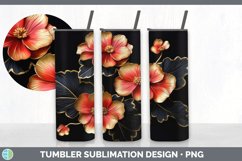 3D Gold Begonia Flowers Tumbler | Sublimation 20 oz Skinny T Product Image 5