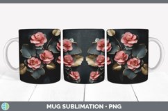 3D Gold Begonia Flowers Mug Wrap | Sublimation Coffee Cup De Product Image 6