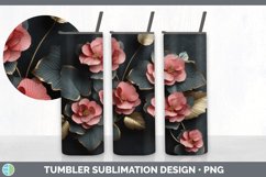 3D Gold Begonia Flowers Tumbler | Sublimation 20 oz Skinny T Product Image 6