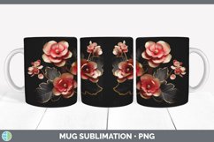 3D Gold Begonia Flowers Mug Wrap | Sublimation Coffee Cup De Product Image 7