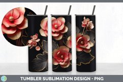 3D Gold Begonia Flowers Tumbler | Sublimation 20 oz Skinny T Product Image 7