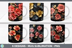 3D Black and Gold Flowers Mug Huge Sublimation Mega Bundle Product Image 15