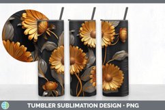 3D Gold Calendula Flowers Tumbler | Sublimation 20 oz Skinny Product Image 2