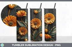 3D Gold Calendula Flowers Tumbler | Sublimation 20 oz Skinny Product Image 4