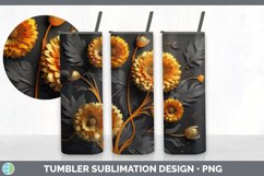 3D Gold Calendula Flowers Tumbler | Sublimation 20 oz Skinny Product Image 5