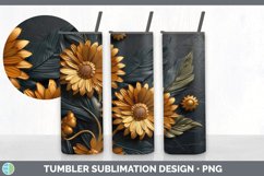 3D Gold Calendula Flowers Tumbler | Sublimation 20 oz Skinny Product Image 7