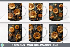 3D Black and Gold Flowers Mug Huge Sublimation Mega Bundle Product Image 3