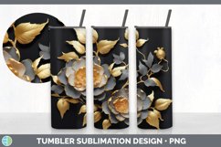 3D Elegant Camellia Flowers Tumbler | Sublimation 20 oz Skin Product Image 1